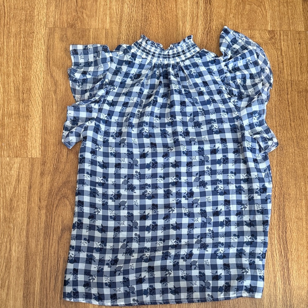 STATE Blue and White Floral Blouse